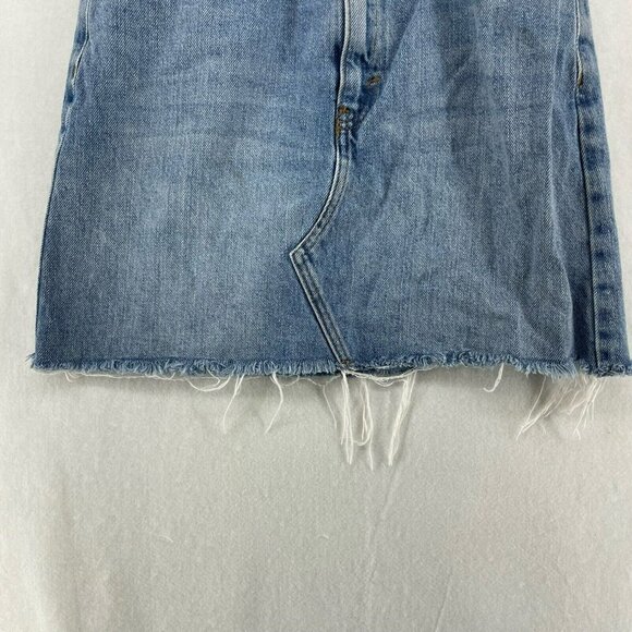 Topshop Jean Skirt Women's Sz 2 Blue Frayed Hem Mini High Rise Distressed Denim - Picture 6 of 11
